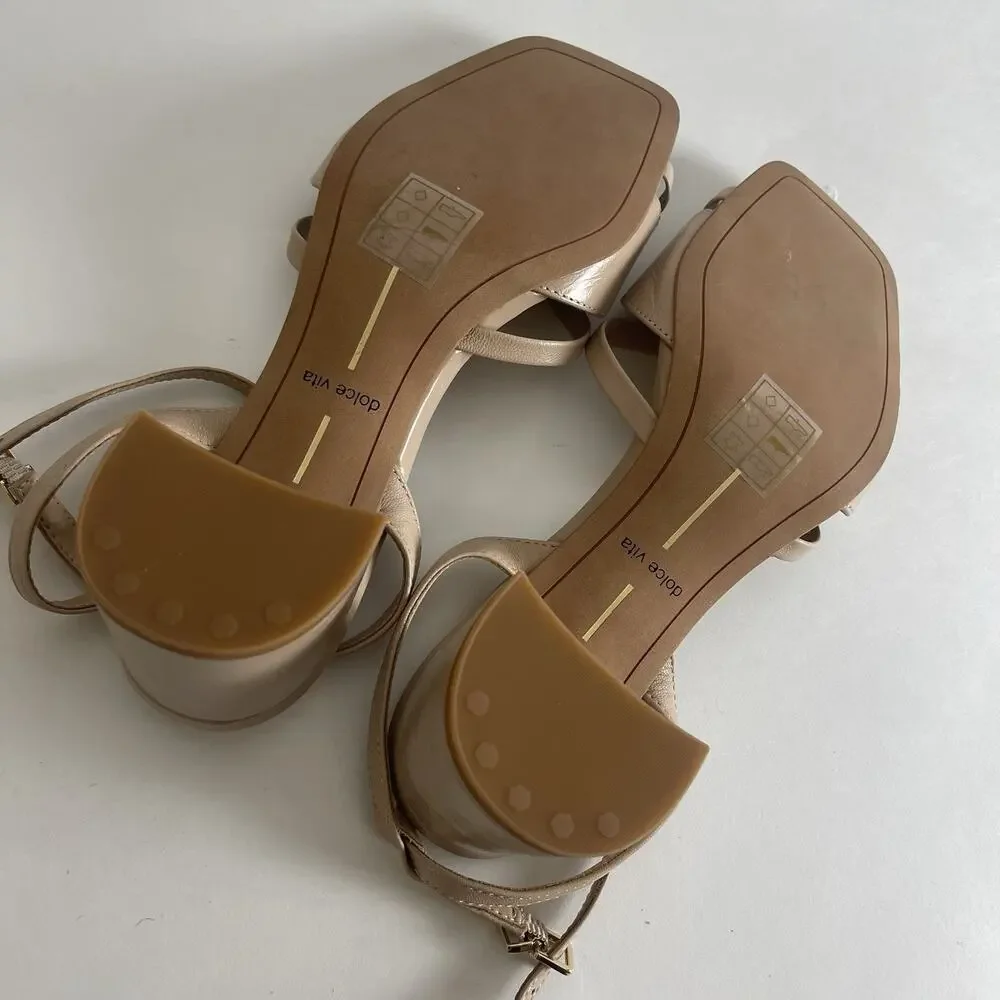Dolce Vita Womens Block Heel Strappy Sandals, 2” Heel, Light Brown Tan, Size 7.5